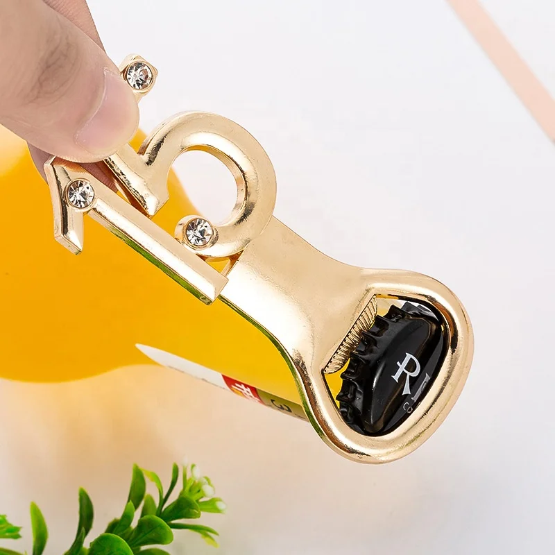 VJ Metal gold jewelry wedding number 15 years party beer bottle opener with souvenir gift box