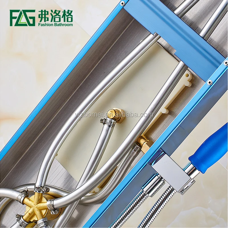 Nature Thermostatic Faucets Blue Bathroom Hot Water Heater Stainless Steel Modern Shower Panel