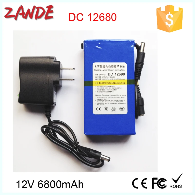 Small Rechargeable 12V 6800mah li-ion Battery blue wrap ysd-12680 for CCTV Camera Led strips factory hotsale