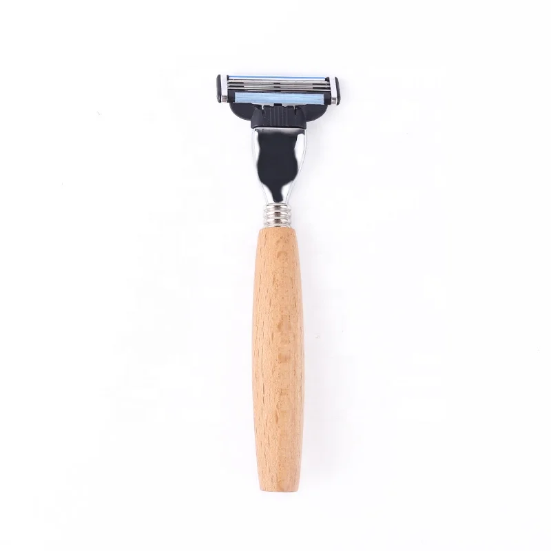 New style triple blade razor wooden handle 3 blade bamboo razor