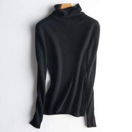 Customize Merino Wool Luxury Knitted Warm Turtleneck Cable Sweater For Women