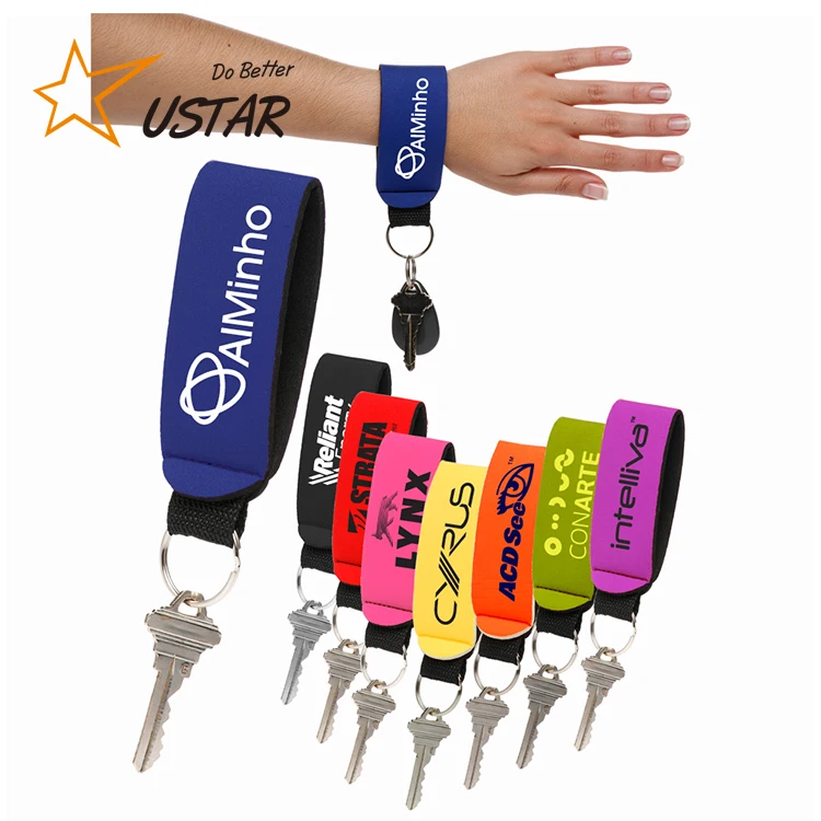 Fashion Custom Logo Neoprene Floating Key Chain Holder Cheap Key Ring Holder/ No Minimum Floating Keychain
