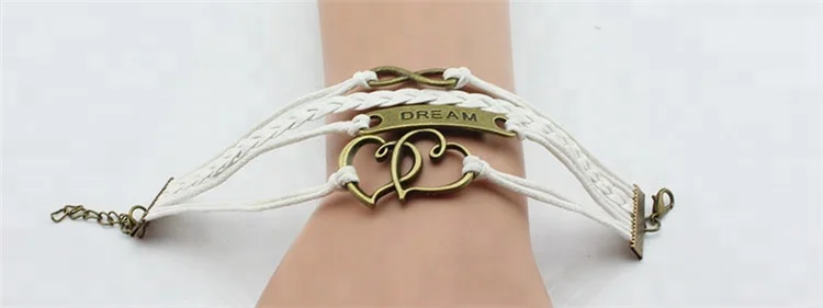 Dream Infinity Charm Vintage Twisted Wax Cotton Cord String Bracelet
