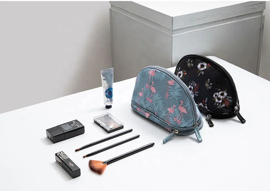 Custom Portable Cosmetic Bag Double Layer Travel MakeUp Pouch Bag Make Up Bag