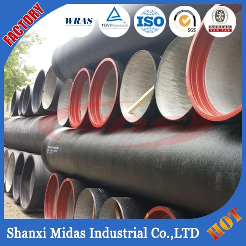 ISO2531 Цемент выстроились Высокопрочного Чугуна Трубы K9 для Питьевой воды
