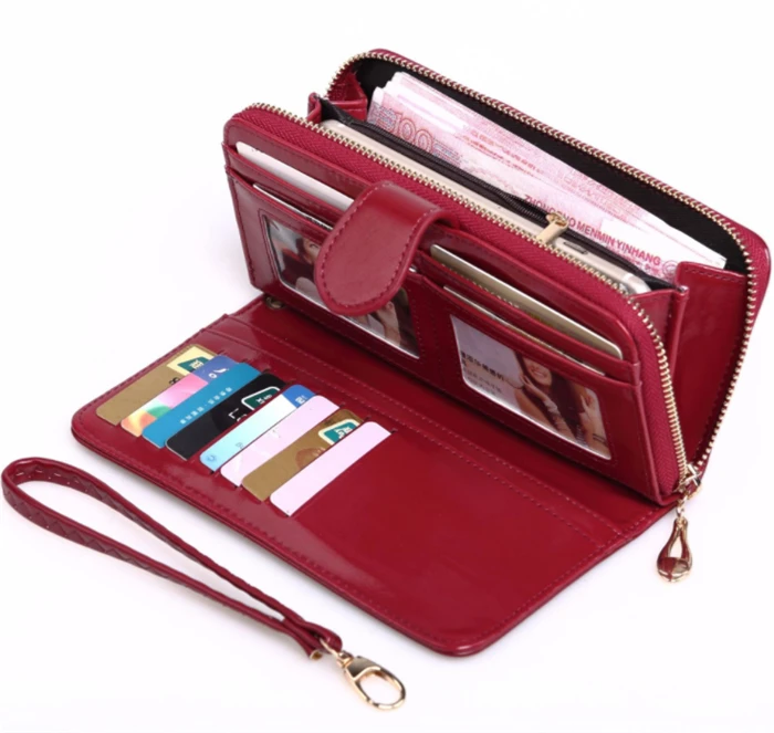 Guangzhou factory hot sale fashion long design wristlet ladies clutch purse women wallet
