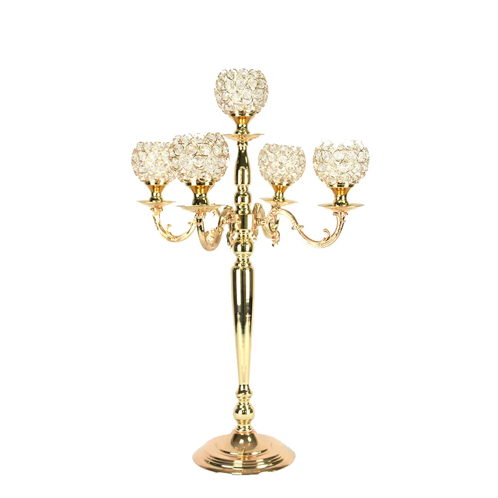 wholesale tall gold candelabra wedding Crystal Chandelier Centerpiece