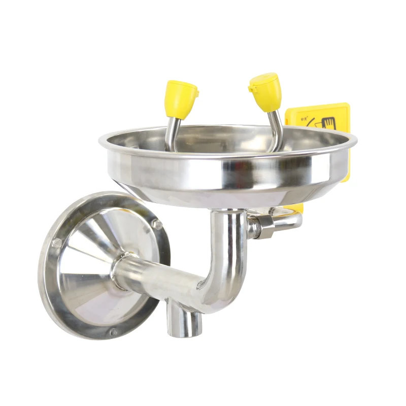 
wall mount eye washer with stainless steel bowl; lab eyewash; eyewash stations 