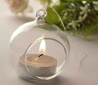 Wholesale round shape glass hanging votive candle holders for wedding decorations