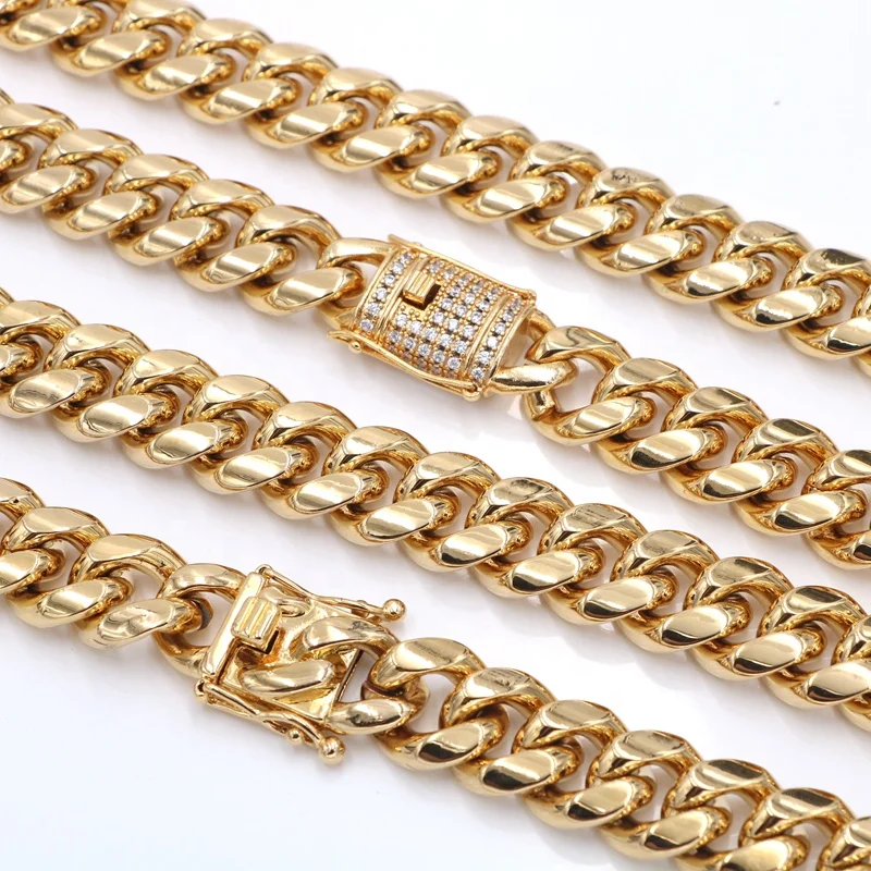Factory Price 18K PVD Gold Cuban Link Chain, Stainless Steel Cuban Link Chain