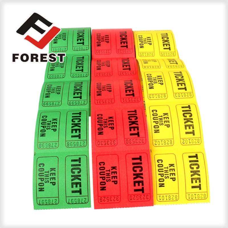 supplier raffle tickets, lottery tickets, arcade ticket roll printing
