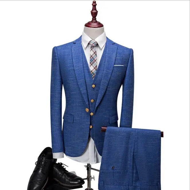 WB013 Designer China Mens Slim Fit 3 piece Groom Suit S-3XL New Arrivals 2022 Business Style Wedding Linen Suits For Men