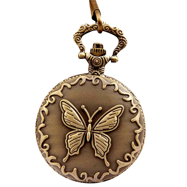 Antique Pocket Watch Butterfly pendant for women Factory direct sales
