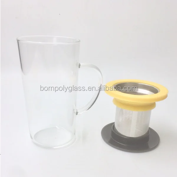Dishwasher safe oversized large with lid heated thermo glass tea filter cup
