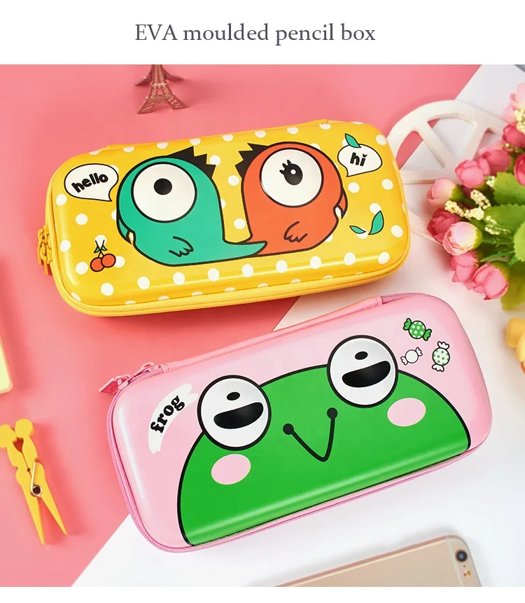 EVA PU multilayer animal octopus bear frog bird kawaii kids cute 3D pencil case