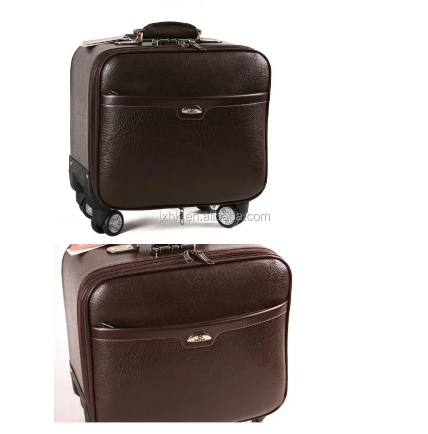 PU luggage airplane trolley bag with wheels pilot case travel luggage