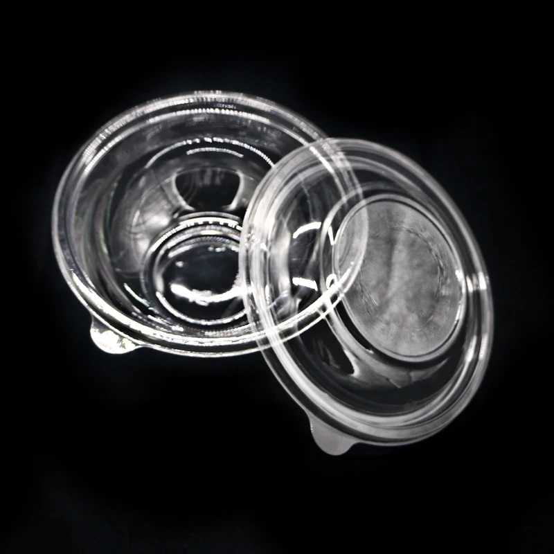 plastic disposable clear vegetable cut salad bowl with lid
