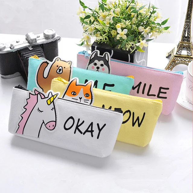 Creative Kids Animal Pencil Bag Triangle Canvas Stationery Backpack