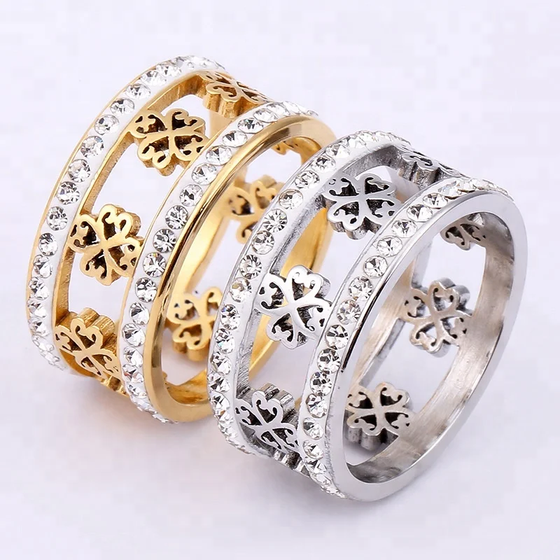 Chinese suppliers stainless steel  gold leaf ring