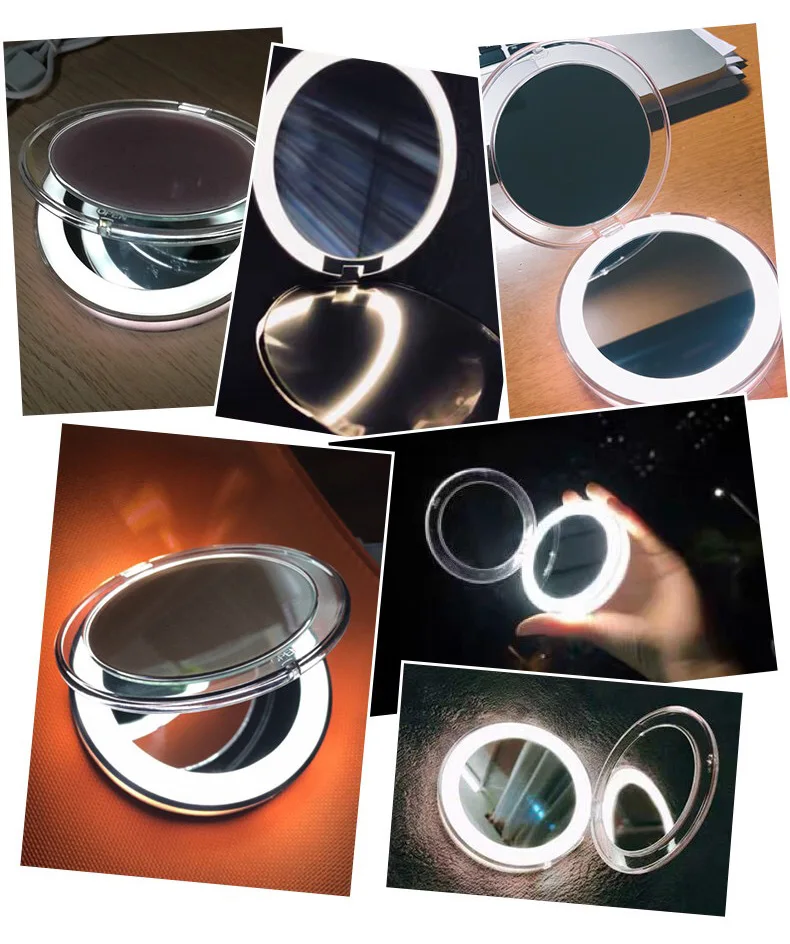 AmazonFold кольцевая Светодиодная лампа портативное женское косметическое зеркало