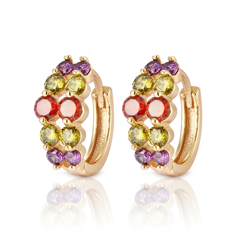 Bijouterie Wholesale Earrings Women Newest Design Fashion Round Huggice Zircon Earring,18K Gold Plated CZ Earrings for Girls