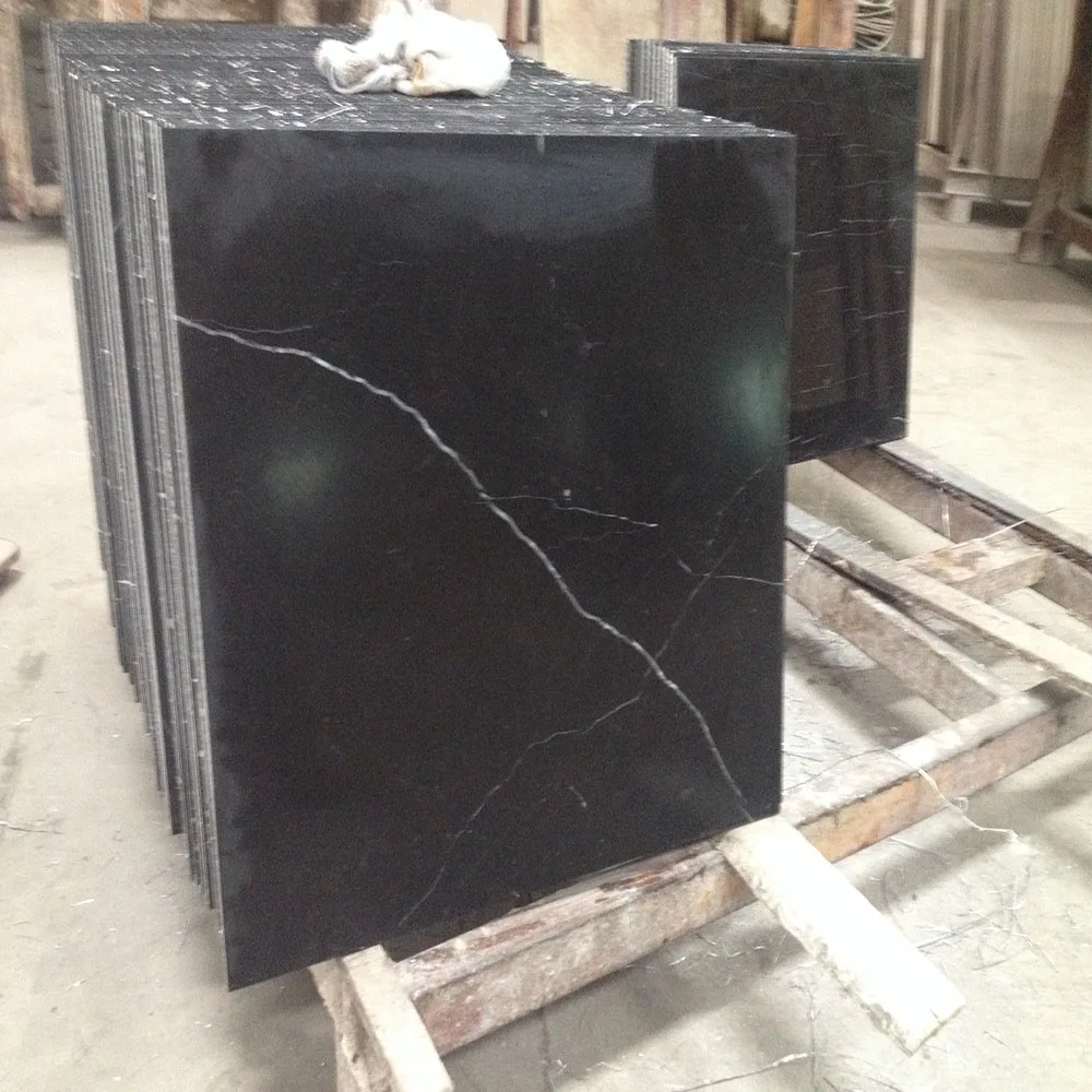 Cheap Black Marble With White Veins Floor Tile Price