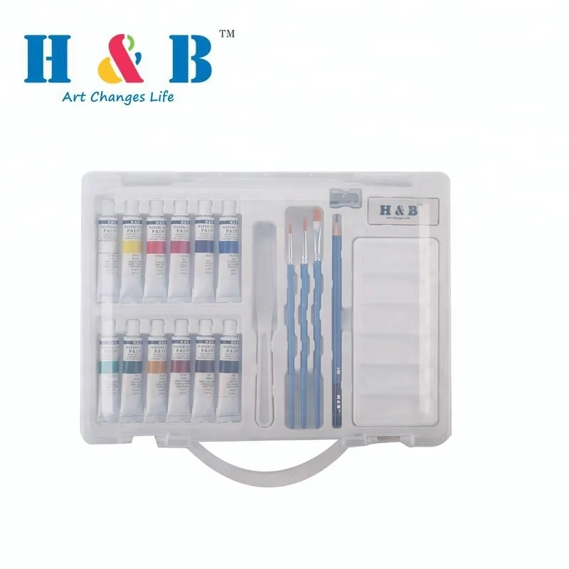 Wholesale 21pcs children watercolor paint set in plastic box