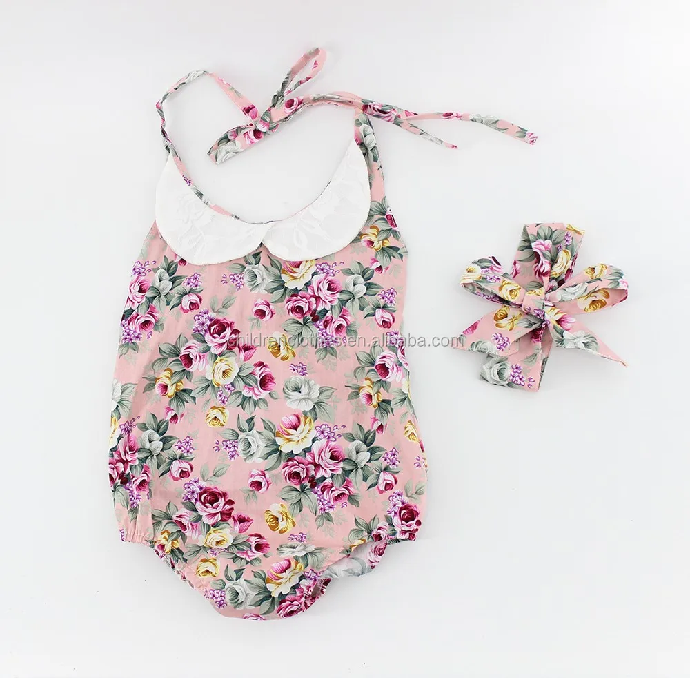 Bulk wholesale kids clothing manufacturers overseas baby floral 2 piece clothes summer dress romper