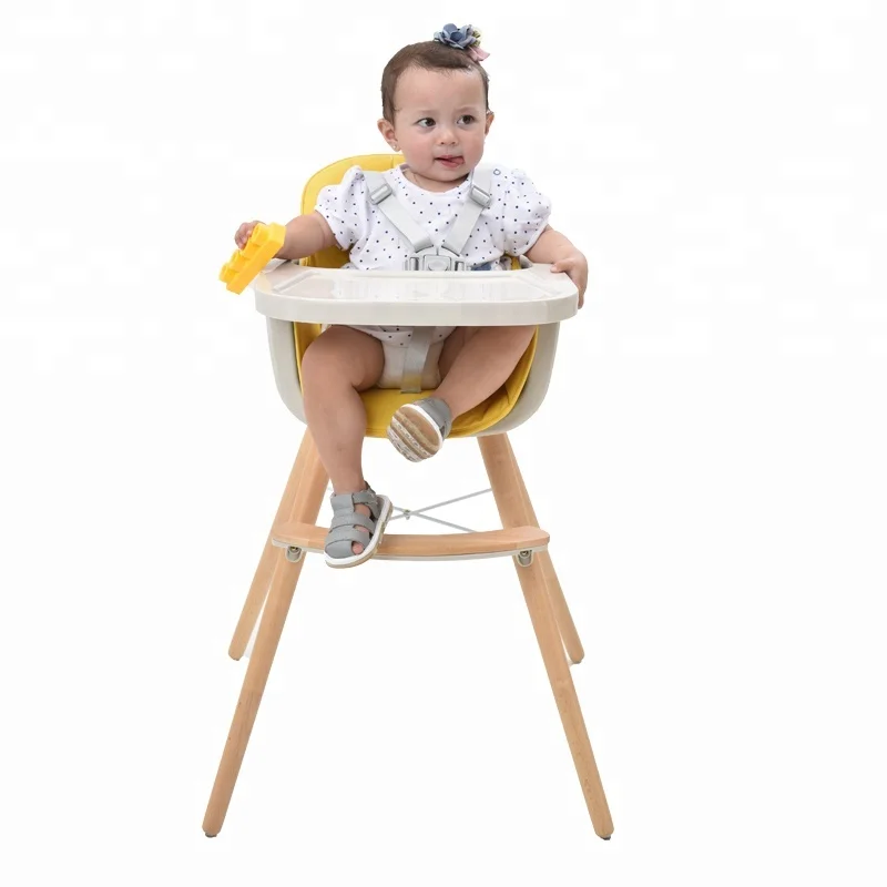 
New Vision popular high quality safe baby sitting chair comfortable with soft mat and stable beech wooden leg 
