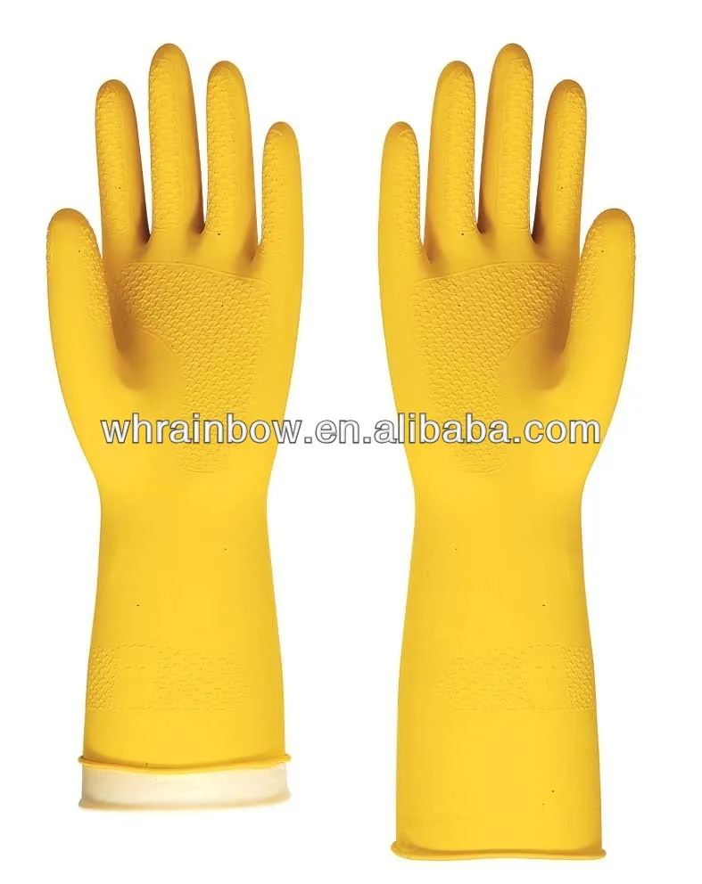 Natural Waterproof Thick Safety Working latex household cleaning gloves