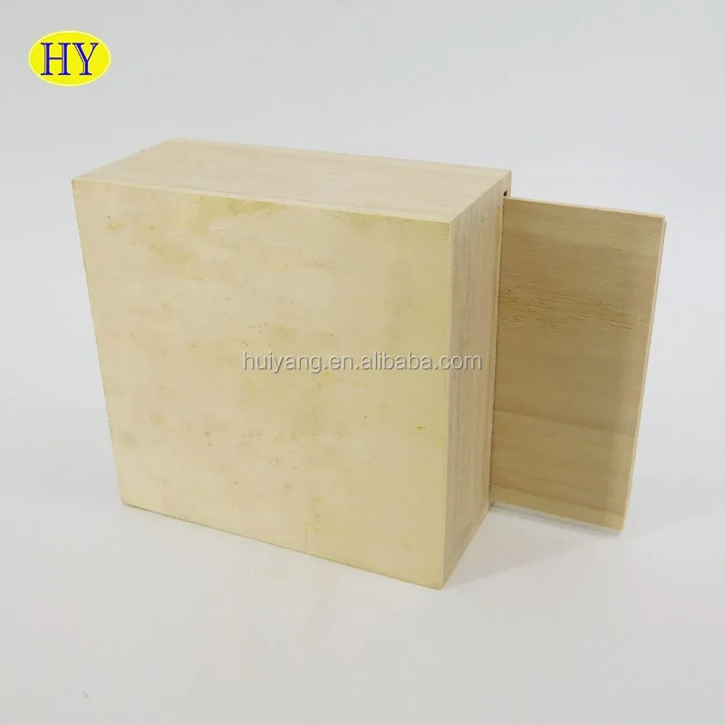 
Cheap Unfinished Wood Box with Sliding Lid for Packaging Wholesale 
