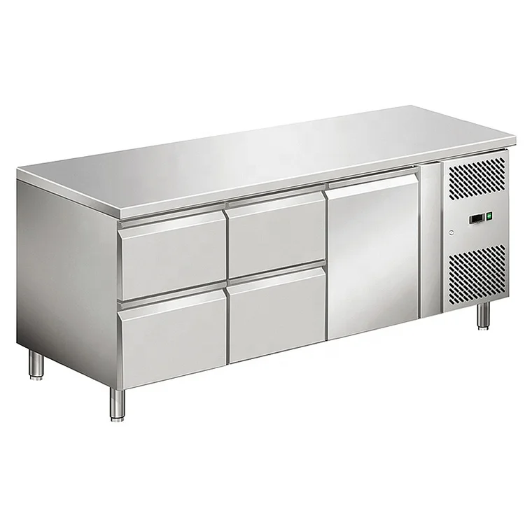 Professional refrigeration Counter Top Stainless Steel Kitchen Refrigerator Under Bar Fridge