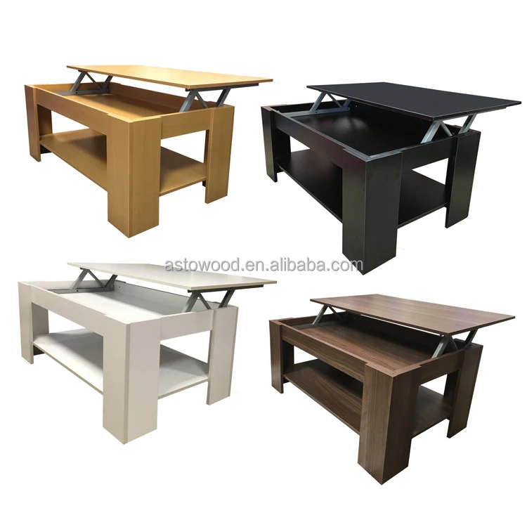 Melamine Wood Coffee Table in Black Color with  Lift Up Top