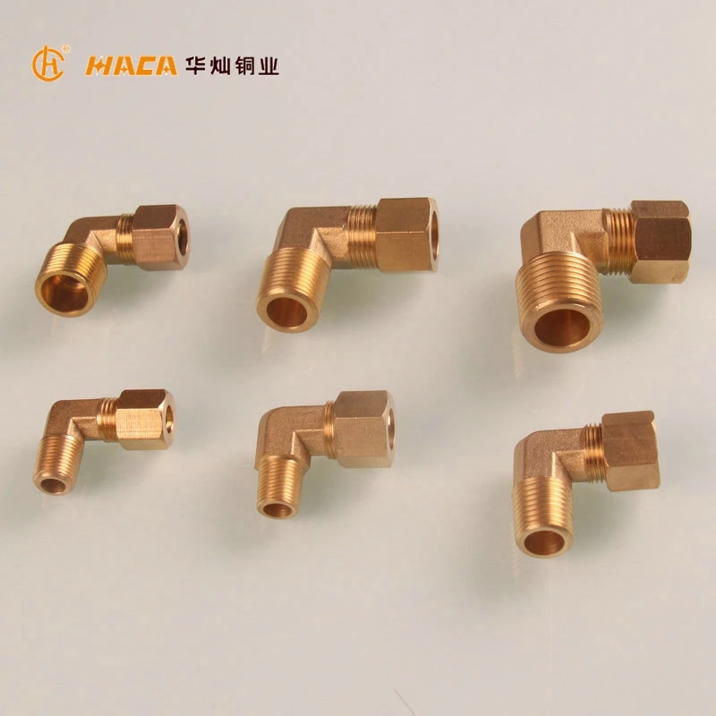 1/2 inch Brass Male Thread 90 Degree Elbow Compression Sleeve Connect Copper Pipe