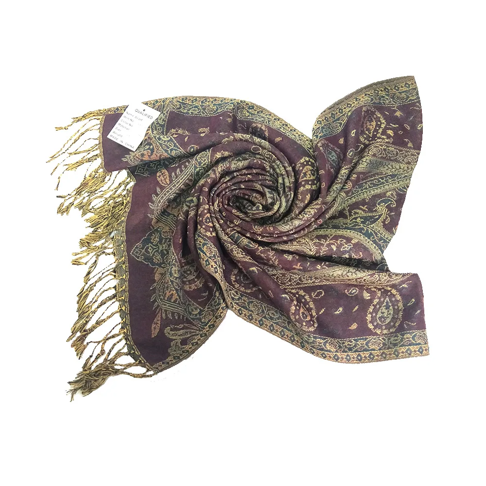 2023 fashionable lady pashmina scarf unique paisley with tassels shawl wholesale
