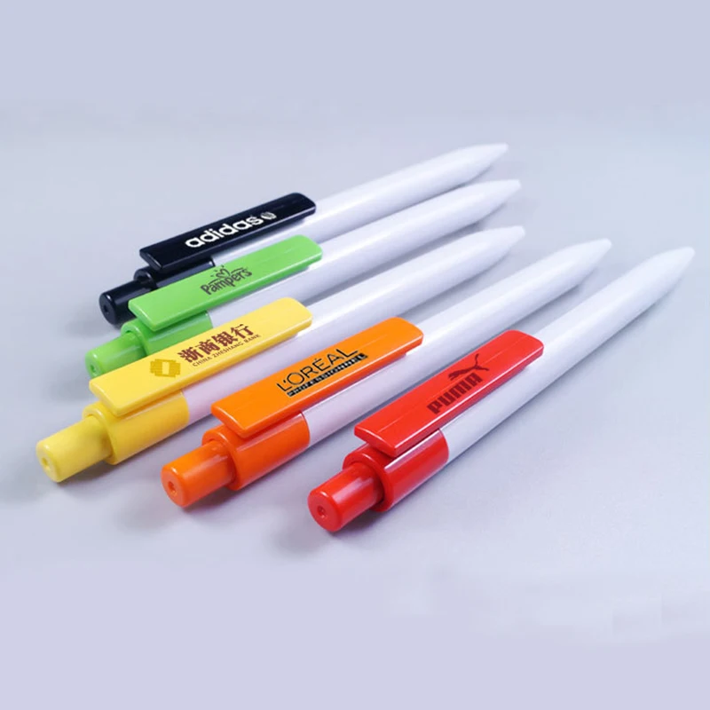 Promotion Office School Writing Plastic Ball Pens Custom Logo Company Brand Imprint Plastic Gift Ballpoint Pens