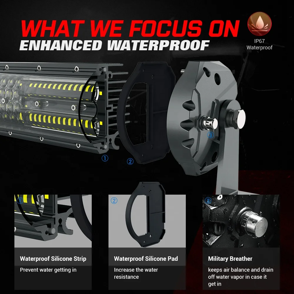 Innovative Streamline ArcMask Design Quad Row 43 Inch Off Road Driving Work Lamp With Mounting Set