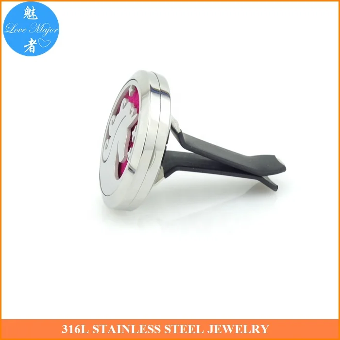Fashion New Round Shape On Car Unicorn Design Perfume Diffuser Pendant Stainless Steel Jewelry