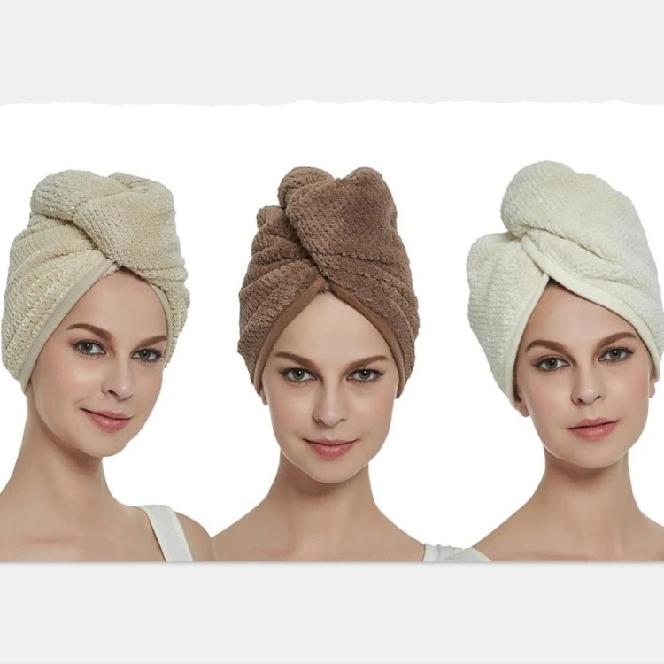 Popular custom wholesale magically super absorbent anti-frizz microfiber american goods towel turban dry hair caps