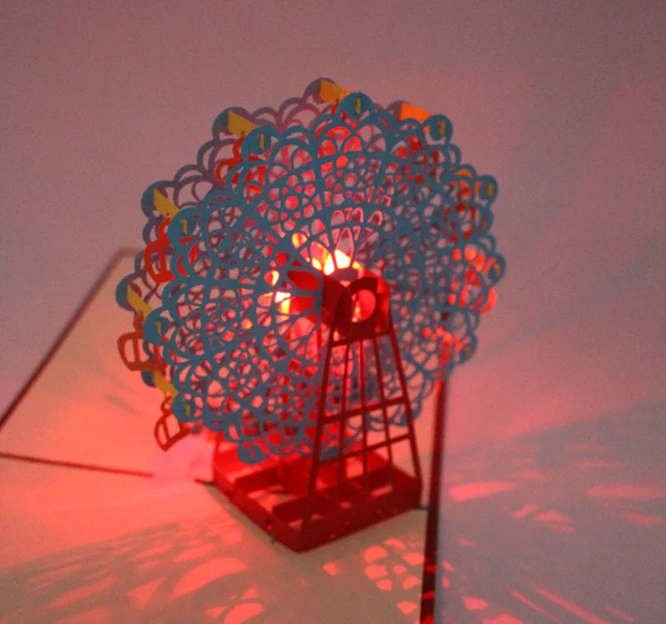 Custom music happy birthday 3D greeting card with LED light,different kinds of led greeting card with your own designs