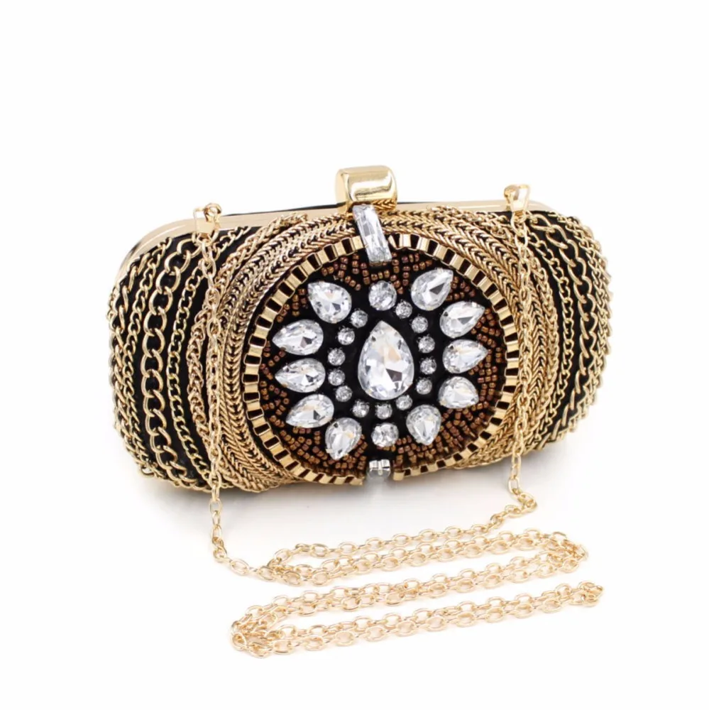 
 Винтажный клатч с кристаллами в стиле ретро, Свадебный Кошелек с черепом  