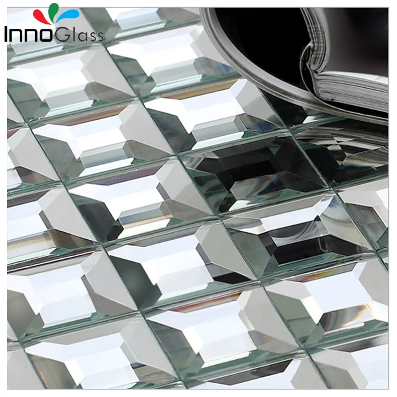 Seamless crystal glass 5 face edging mosaic mirror tile TV background wall