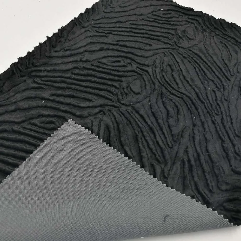 For garment and toy embossed acetate  faux fur fabric plush fabric wholesale