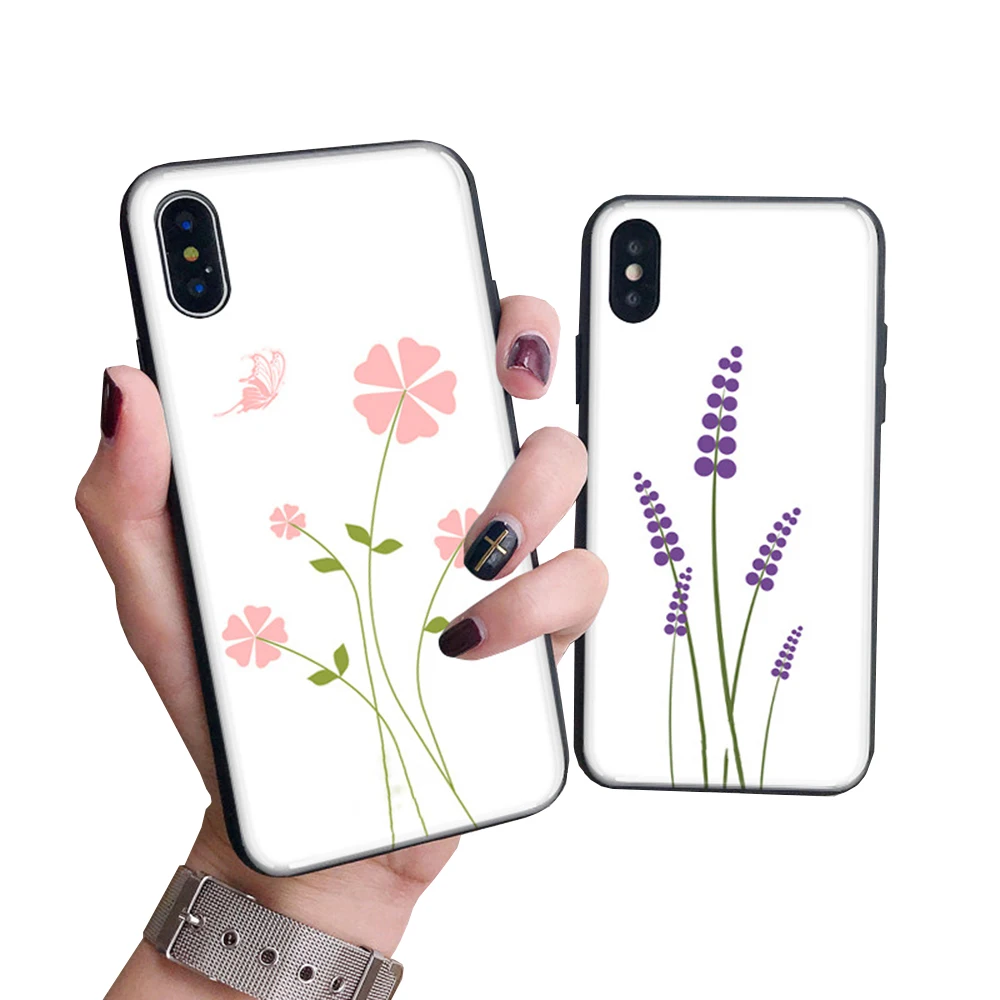 Небольшой прозрачный ТПУ с цветочным принтом мобильного телефона чехол для разной сложности