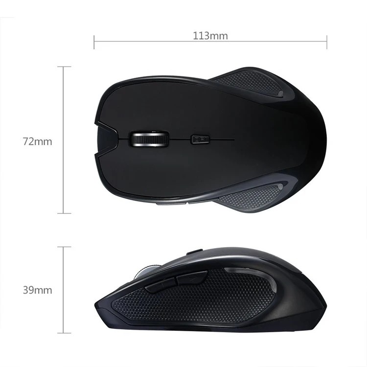 Laptop 2.4Ghz wireless optical mouse with usb receiver 6 Buttons, 3 Adjustable DPI 1000/1200/1600 for Laptop / PC