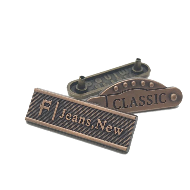 Fashion Custom Embossed Brand Logo Metal Label Garment Metal Plate Logo Accessories Clothing Tag Metal Brand Logo Label