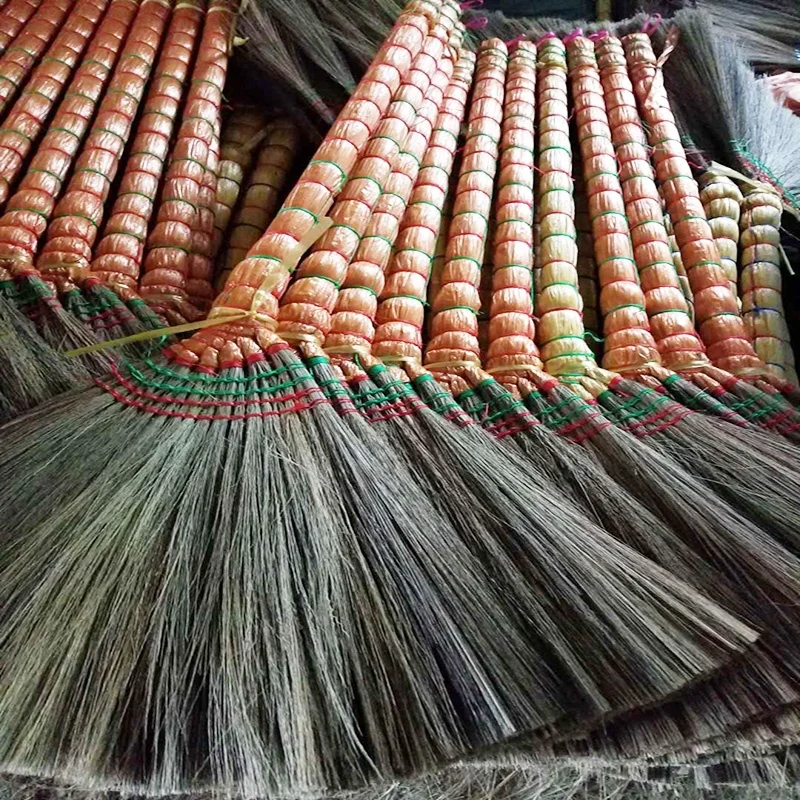 Nipa Natural Straw Grass Broom with wooden handle stick