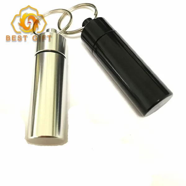 Outdoor Aluminum Pill Box key Chain Pill Storage Holder Pill Container Keychains Waterproof Medicine Box With keychain Ring