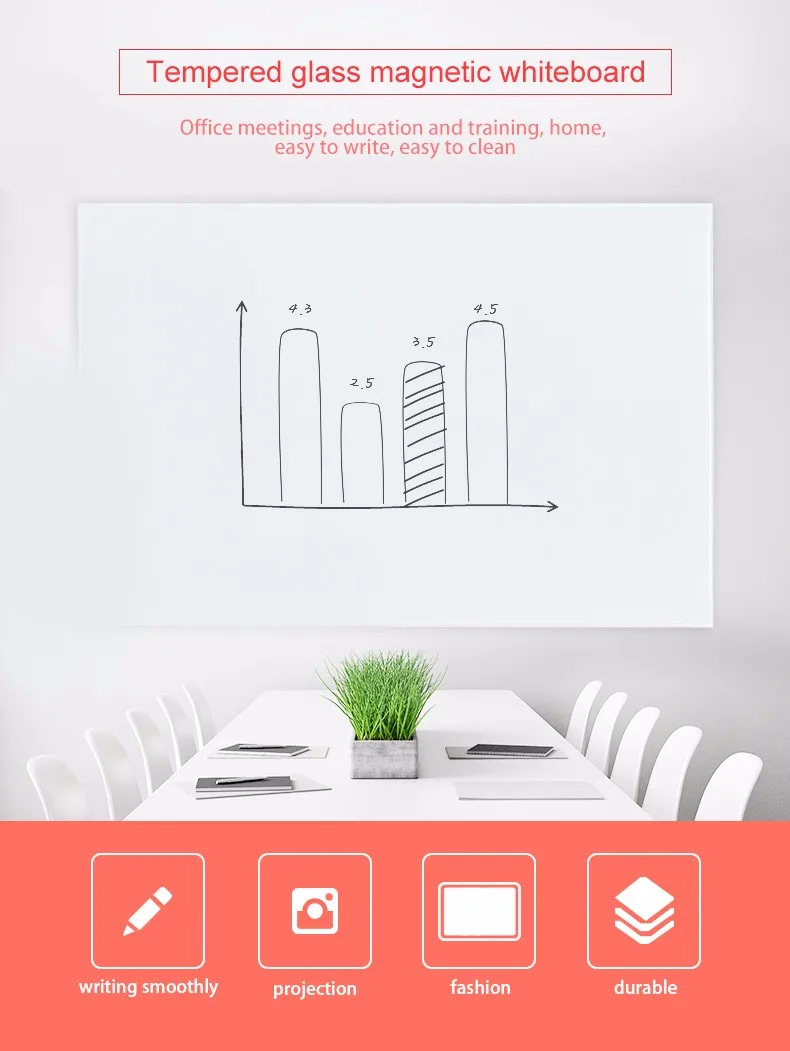 Dry erase whiteboard board glass magnetic glassboard