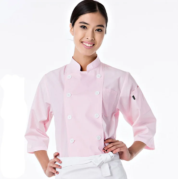 Professional China Manufacturer Kitchen Chef Cookware Restaurant Waiter Waitress Long Sleeve Ladies Chef Coat (60663792007)